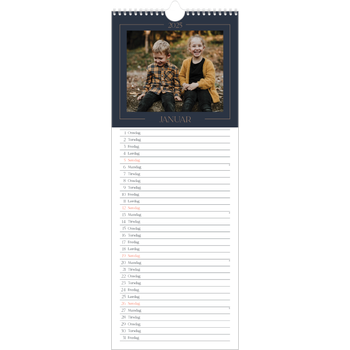 Fotokalender smal (15 x 40 cm) — Prøyssisk blå