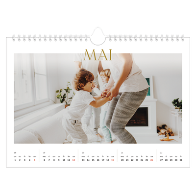 Fotokalender A4 — Gull stor skrift [kalender-forside]