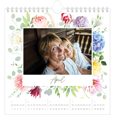 Månedskalender kvadratisk — Klassiske blomster [April]