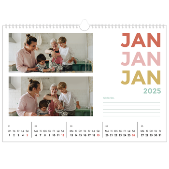 Fotokalender A3 — Fargerike fonter
