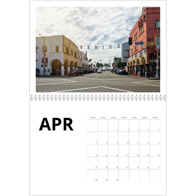 Fotokalender A4 dobbel (30 x 40 cm) — Hvit kalender [April]