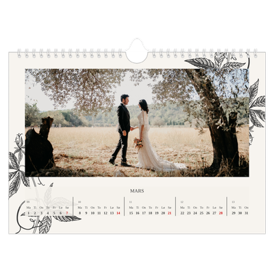 Fotokalender A4 — Blekk & blomst [Mars]