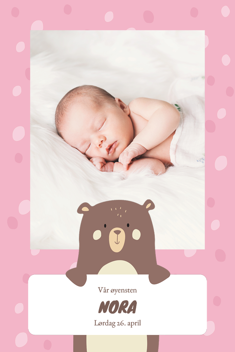 Invitasjoner — Babybjør rosa