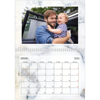 Fotokalender A4 dobbel — Marmorbakgrunn