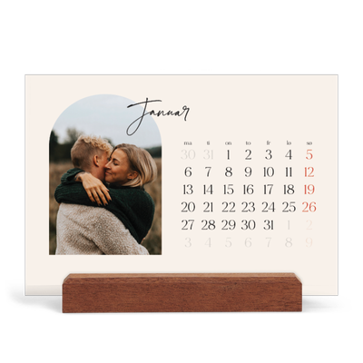 Bordkalender med trestativ - Liggende  — Buet bilderamme [Januar]