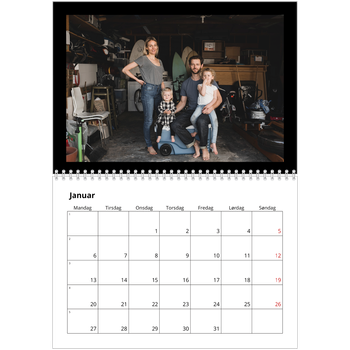 Fotokalender A4 dobbel — Svart ramme