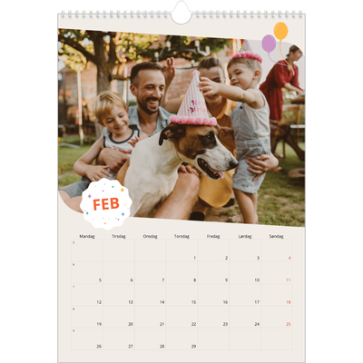 A3 Månedskalender — Ikonisk bursdag [Februar]