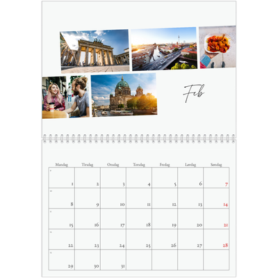 Fotokalender A4 dobbel (30 x 40 cm) — Byferie (hvit) [Februar]
