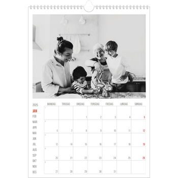 Fotokalender A3 — Uthevet i rødt