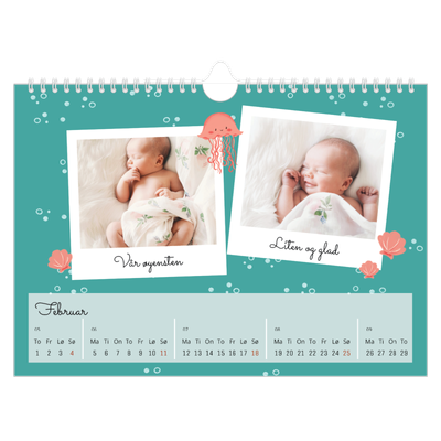 Fotokalender A4 — Søte dyr [Februar]