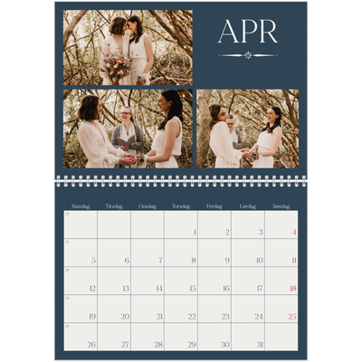 Fotokalender A4 dobbel (30 x 40 cm) — Skifer & seriffer [April]