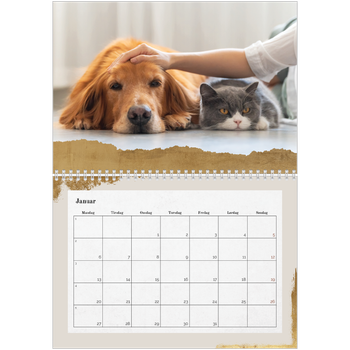 Fotokalender A4 dobbel — Gullfolie