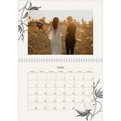 Fotokalender A4 dobbel (30 x 40 cm) — Blekk & blomst [April]