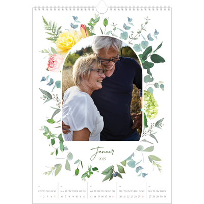 A3 Månedskalender — Klassiske blomster [Januar]