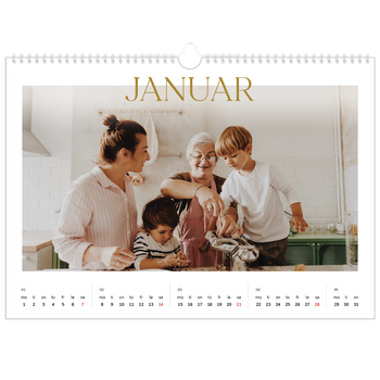 Fotokalender A3 — Gull stor skrift