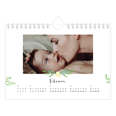 Fotokalender A5 — Blomsterillustrasjoner [Februar]