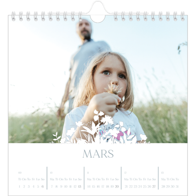 Månedskalender kvadratisk — Blomstermotiv [Mars]