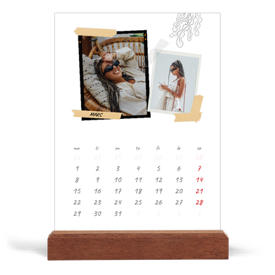 Bordkalender med trestativ - Stående — Scrapbook stil [Mars]