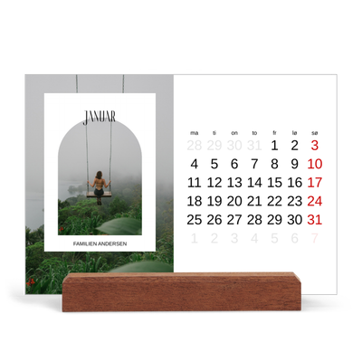 Bordkalender med trestativ - Liggende  — Den åpne buen [Januar]