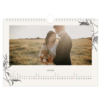 Fotokalender A4 — Blekk & blomst [Januar]