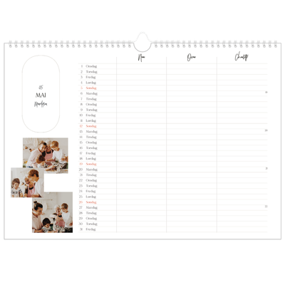 Familiekalender A3 Liggande — Planleggeren - Familie på 3 [kalender-forside]
