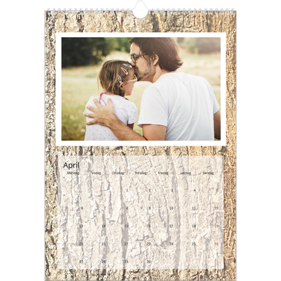 A3 Månedskalender — Bakgrunn i bark [April]