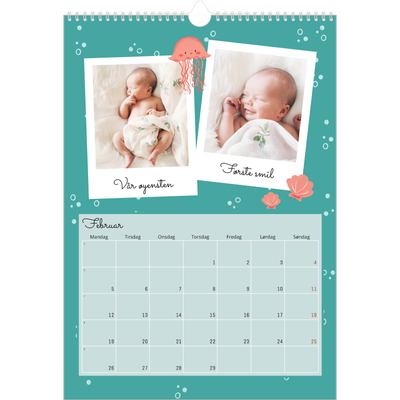 A3 Månedskalender — Søte dyr [Februar]