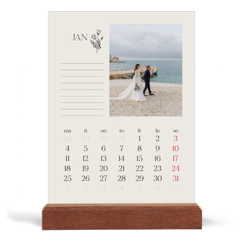 Bordkalender med trestativ - Stående — Initialer i blomst