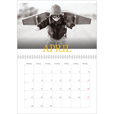 Fotokalender A4 dobbel (30 x 40 cm) — Historisk stil [April]
