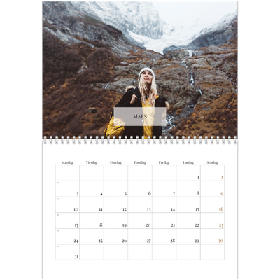Fotokalender A4 dobbel (30 x 40 cm) — Klassisk kalender [Mars]