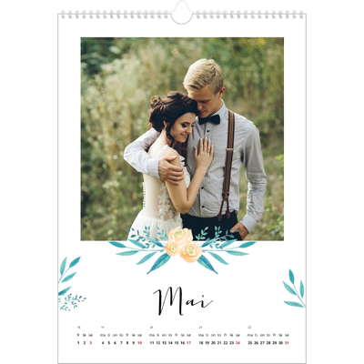 A3 Månedskalender — Blomsterillustrasjoner [kalender-forside]