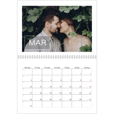Fotokalender A4 dobbel (30 x 40 cm) — Överlägg för datumruta [Mars]