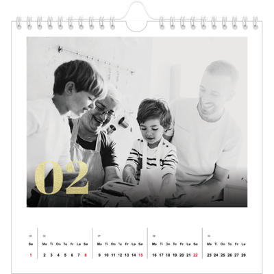 Månedskalender kvadratisk — Glitter tall [Februar]