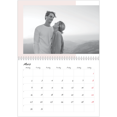 Fotokalender A4 dobbel (30 x 40 cm) — Fargerike rammer [Mars]