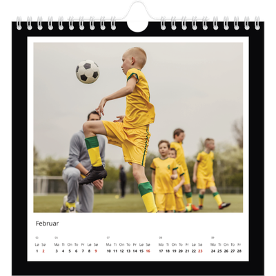 Månedskalender kvadratisk — Svart bakgrunn [Februar]