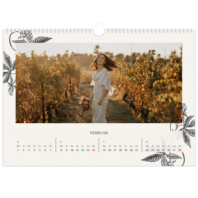 Fotokalender A3 — Blekk & blomst [Februar]