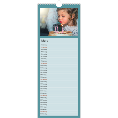 Fotokalender smal  — Stilrene farger [Mars]