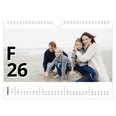 Fotokalender A4 — Bokstav og tall [Februar]