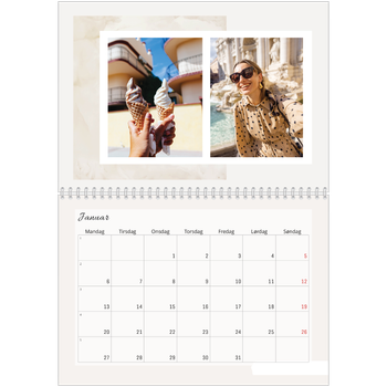 Fotokalender A4 dobbel — Pastellfarger