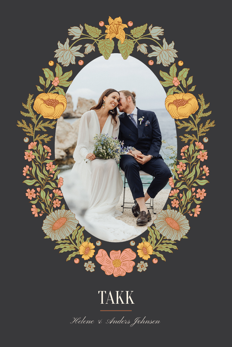 Takkekort — Vinranke og blomst