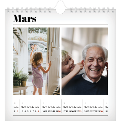 Månedskalender kvadratisk — Avisstil [Mars]