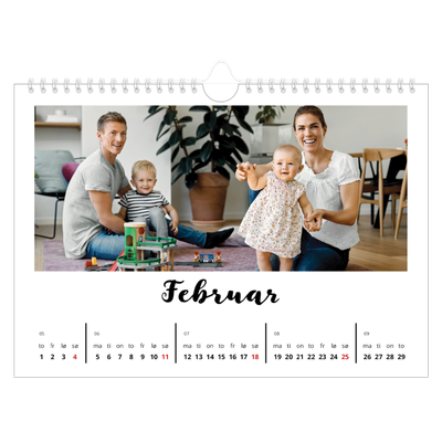 Fotokalender A4 — Håndskrevet [Februar]