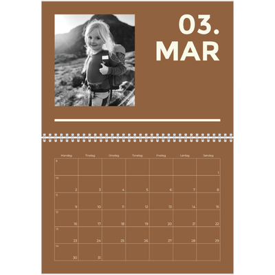 Fotokalender A4 dobbel (30 x 40 cm) — Moderne og dristig [Mars]