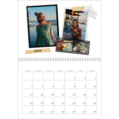 Fotokalender A4 dobbel (30 x 40 cm) — Scrapbook stil [Januar]
