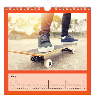 Månedskalender kvadratisk — Skarpe farger [Mars]