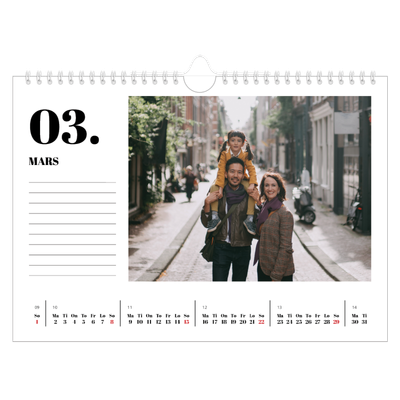 Fotokalender A4 — Serif og øyeblikk [Mars]