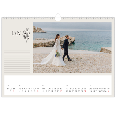 Fotokalender A3 — Initialer i blomst [Januar]