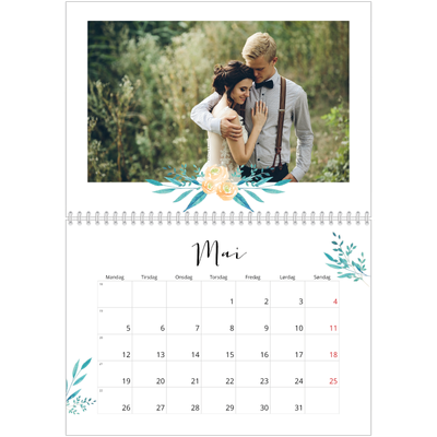 Fotokalender A4 dobbel (30 x 40 cm) — Blomsterillustrasjoner [kalender-forside]