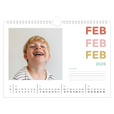 Fotokalender A4 — Fargerike fonter [Februar]
