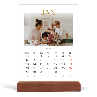 Bordkalender med trestativ - Stående — Gull stor skrift [Januar]